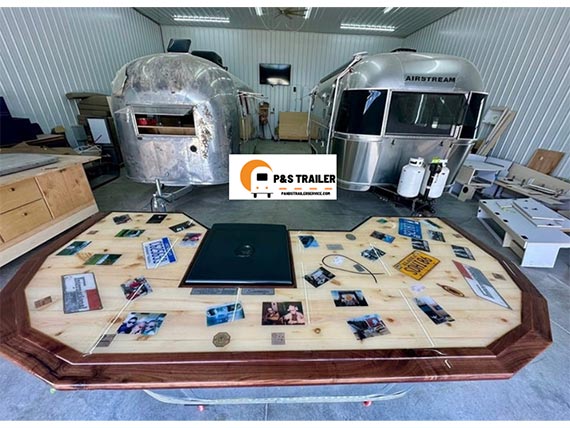 Serving bar made from Airstream back end