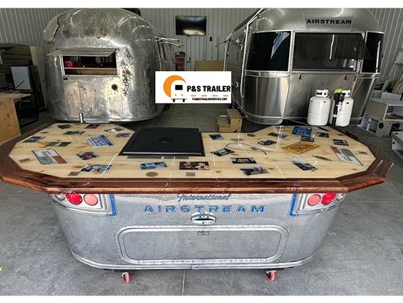 Serving bar made from Airstream back end