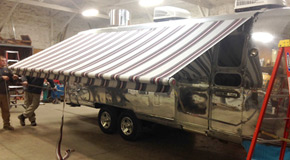 Jep's Southern Roots food trailer awning installation