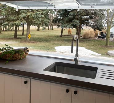 Airstream interior concrete countertops