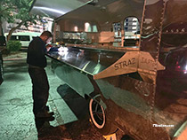 Installing outside bar to Straz Center Airstream Bar